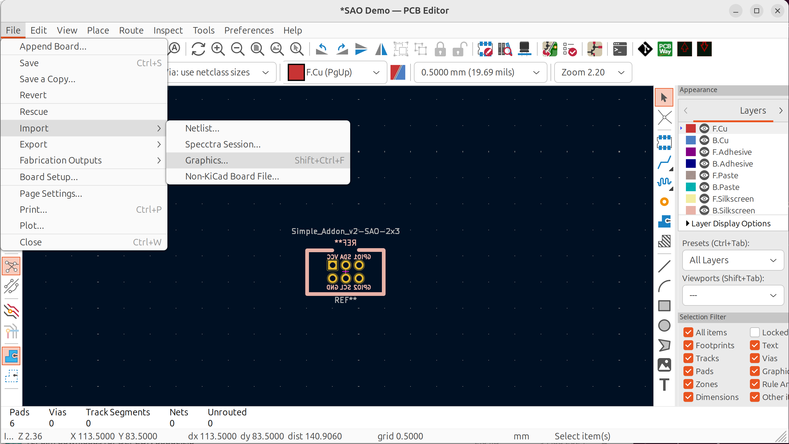 In KiCAD Navigate to File->Import->Graphics